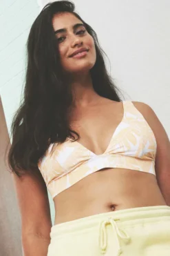 Ardene Tropical Long Triangle Bikini Top In Orange | Size | Polyester/Nylon/Spandex