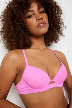 Ardene Push-Up Bikini Top With Criss Cross Straps In Pink | Size | Polyester/Spandex | Microfiber