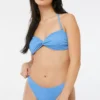 Ardene High Leg Bikini Bottom In Med. Blue | Size | Polyester/Spandex | Microfiber