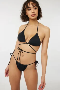 Ardene Beaded Bare Bikini Bottom In Black | Size | Polyester/Nylon/Elastane | Microfiber