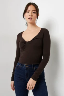 Ardene Front Twist Crop Top In | Size | Spandex/Cotton