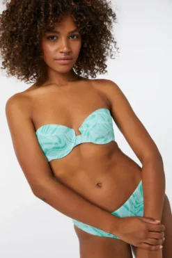 Ardene Plunge Balconette Bikini Top In Lt. Blue | Size | Nylon/Spandex | Microfiber