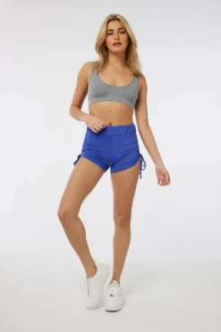 Ardene Super Soft Ruched Shorts In Blue | Size | Polyester/Spandex