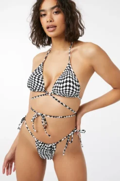 Ardene Printed Side-Tie Bikini Bottom | Size | Polyester/Spandex | Microfiber