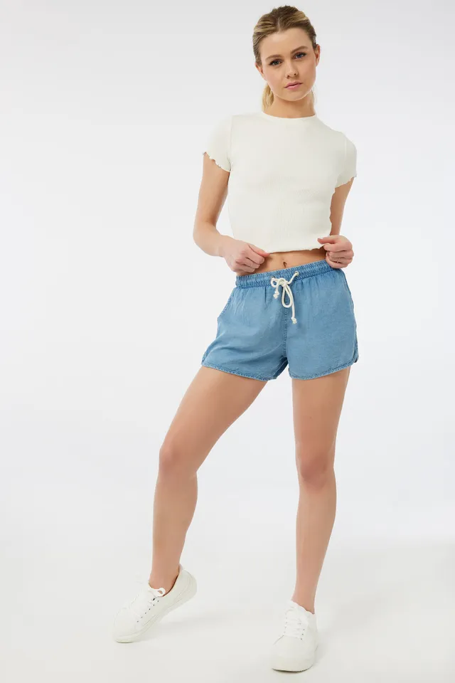 Ardene Chambray Dolphin Shorts In Lt. Blue | Size 3 Ardene Chambray Dolphin Shorts In Lt. Blue | Size