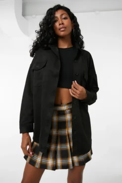 Ardene Faux Suede Oversized Shirt In | Size | Polyester/Spandex/Faux Suede