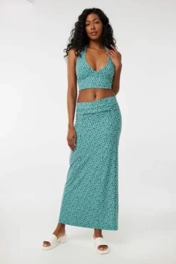 Ardene Maxi 2-Way Skirt In Med. Green | Size | Polyester/Spandex