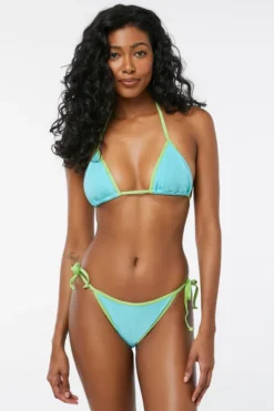 Ardene Contrast Binding Bare Bikini Bottom In Lt. Blue | Size | Polyester/Nylon/Spandex | Microfiber