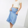 Ardene Floral Midi Skirt In Med. Blue | Size | 100% Viscose