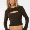 Ardene Cutout Long Sleeve Top In Brown | Size | Polyester/Rayon/Spandex -Eddie Bauer Store https3A2F2Fwww.ardene.com2Fon2Fdemandware.static2F 2FSites master catalog2Fdefault2Fdw91c0f1ab2Fimages2Flarge2F3A AP30219 08 93905769 7099 41ef 8ec5 7e3c2076a563.jpg 640x