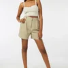 Ardene Linen Blend Tailored Shorts In Beige | Size | Rayon
