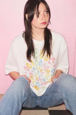 Ardene Oversized Care Bears Spiral Tee In White | Size | 100% Cotton