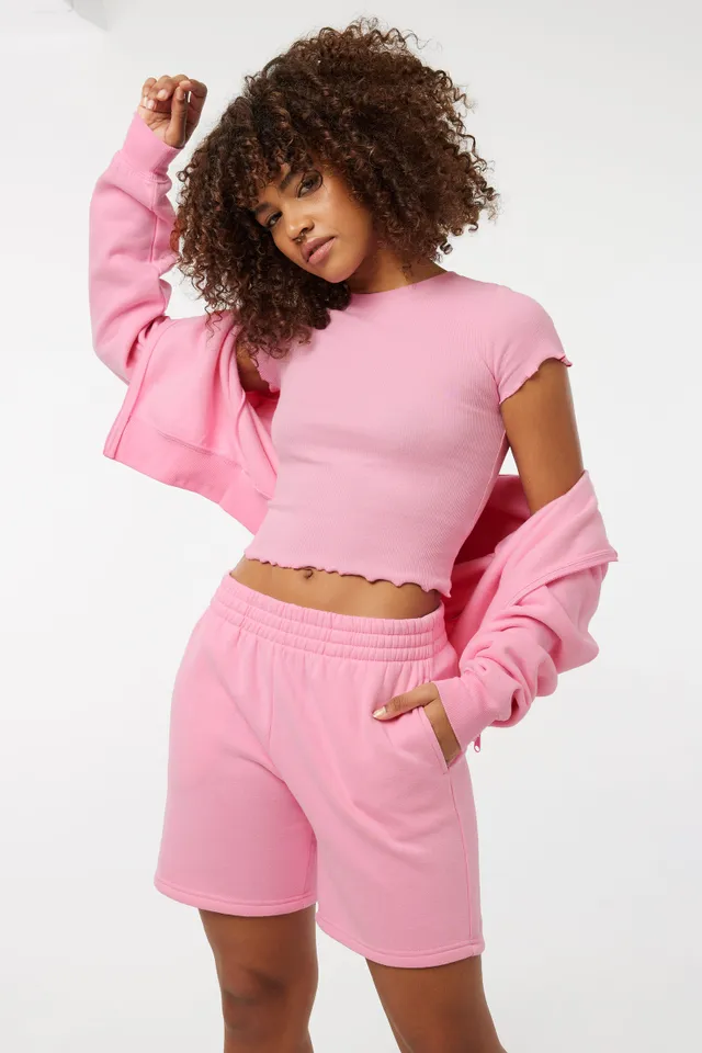 Ardene Loose Fit Sweatshorts In Lt. Pink | Size | Polyester/Cotton | Fleece-Lined 3 Ardene Loose Fit Sweatshorts In Lt. Pink | Size | Polyester/Cotton | Fleece-Lined