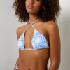 Ardene Beaded Triangle Bikini Top In Lt. Blue | Size | Polyester/Nylon/Spandex | Microfiber