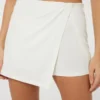 Ardene Super Soft Fold-Over Skort In White | Size | Polyester/Spandex