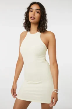 Ardene Basic Micro Mini Racer Back Dress In Beige | Size | Spandex/Cotton