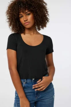 Ardene Scoop Neck Cropped Tee In | Size | Spandex/Viscose