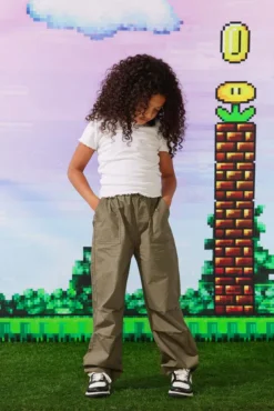 Ardene Poplin Parachute Pants In Khaki | Size | 100% Cotton